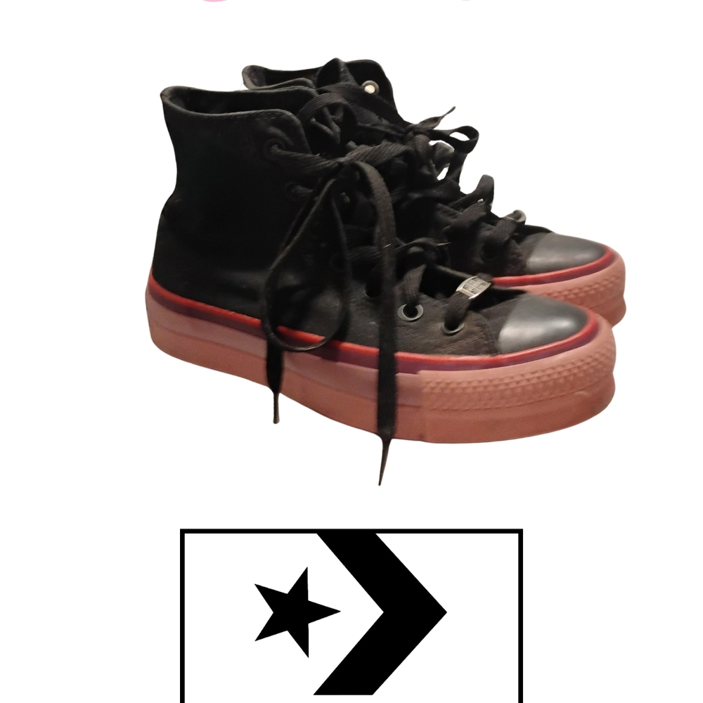 Converse Women's 6.5 Black and Pink All-Stars Platform Sneakers
